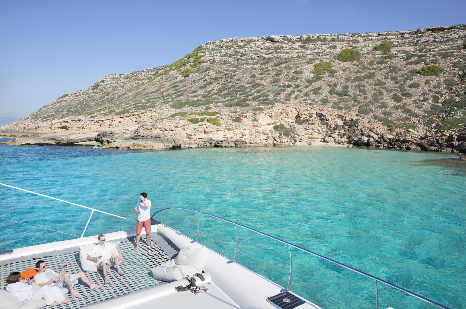 mooring in a beuatiful cove in mallorca