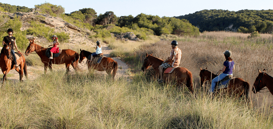 on the horses on route to the beach