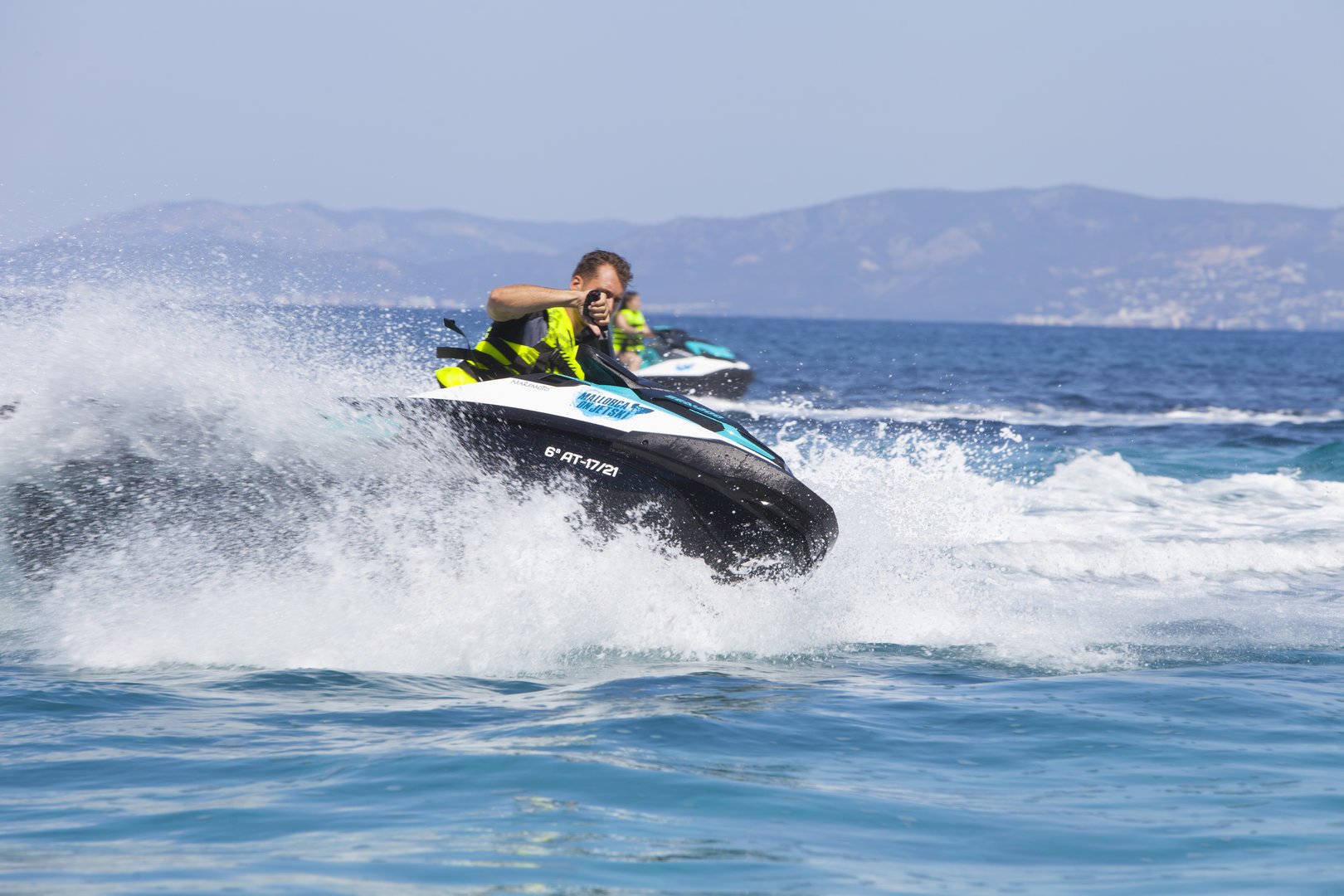 navigating on the jet ski around Mallorca