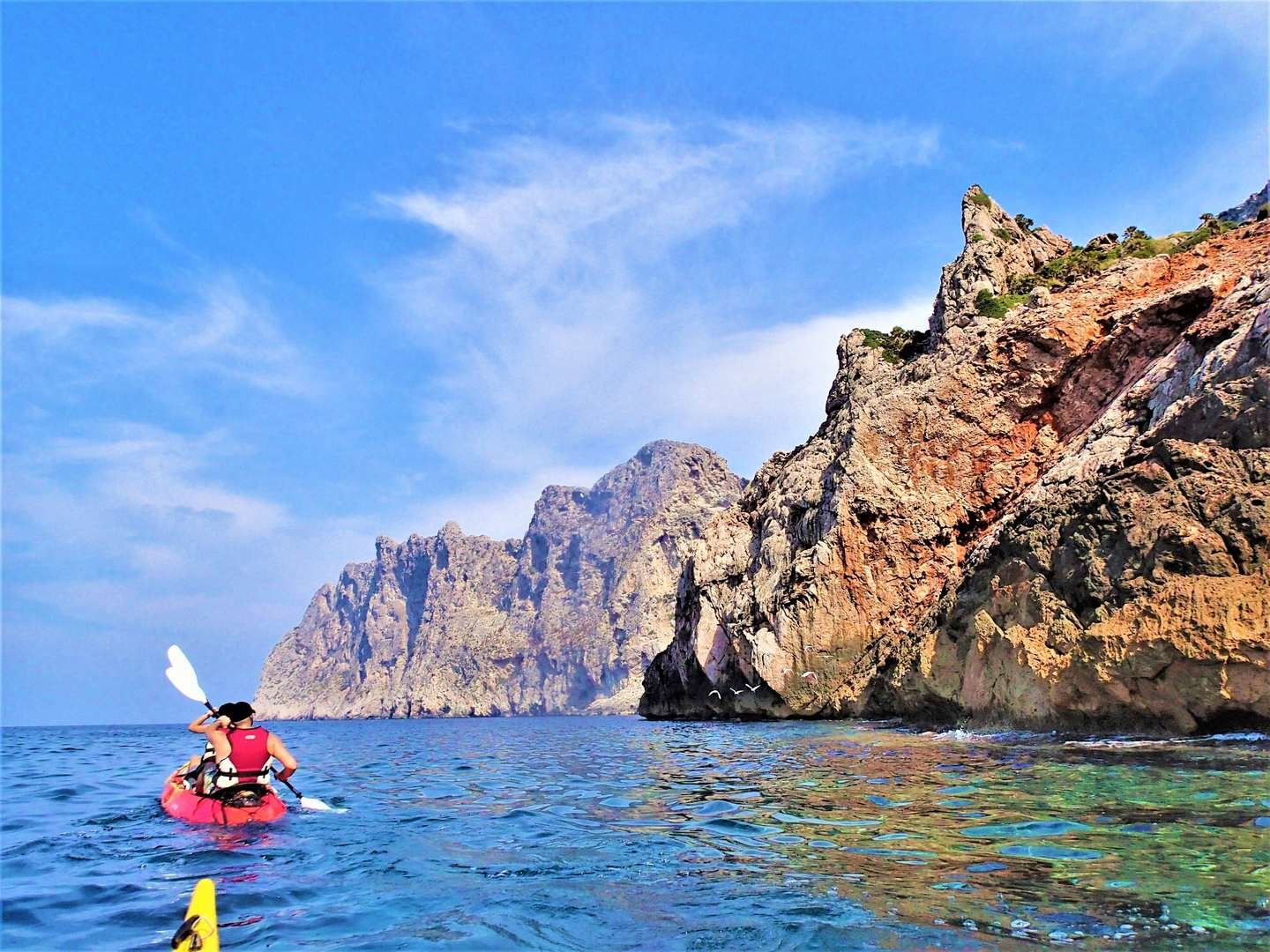 view of the cliffs from the kayak