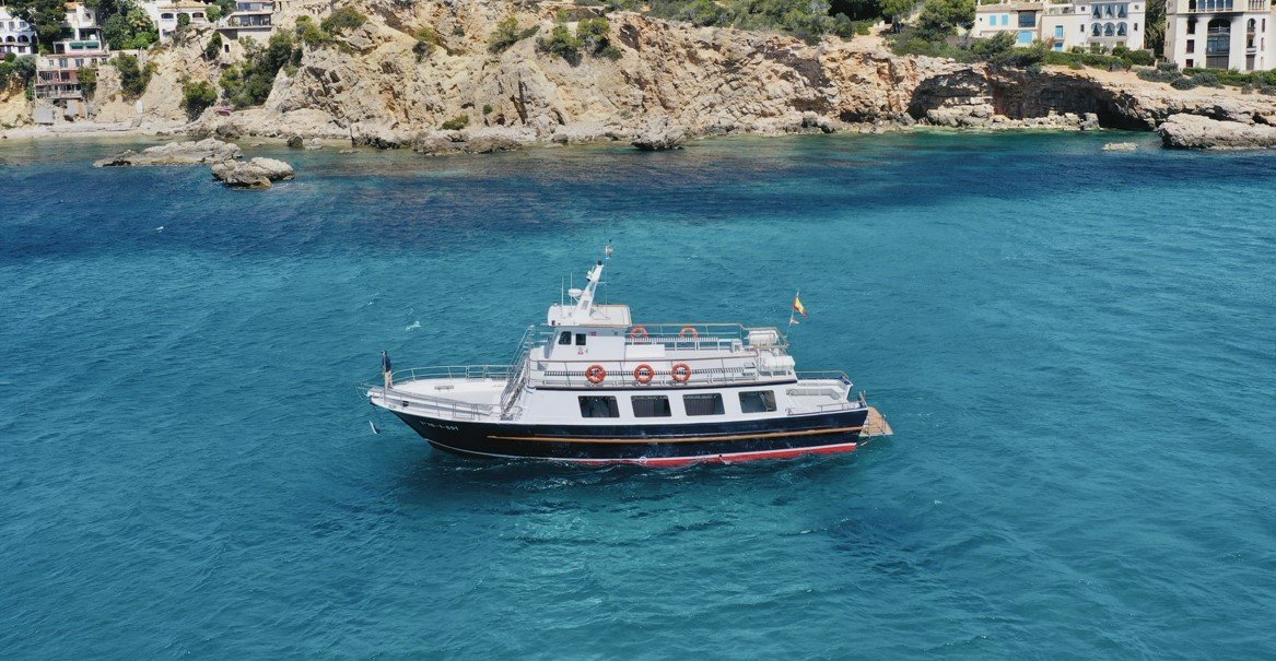 sailing on the calm boat