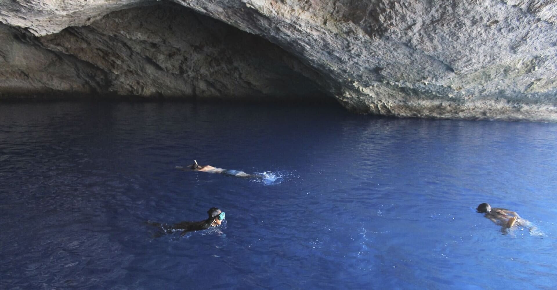 swimming in cave