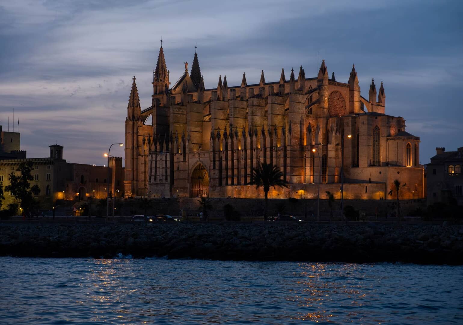 views of palma cathedral from the boat